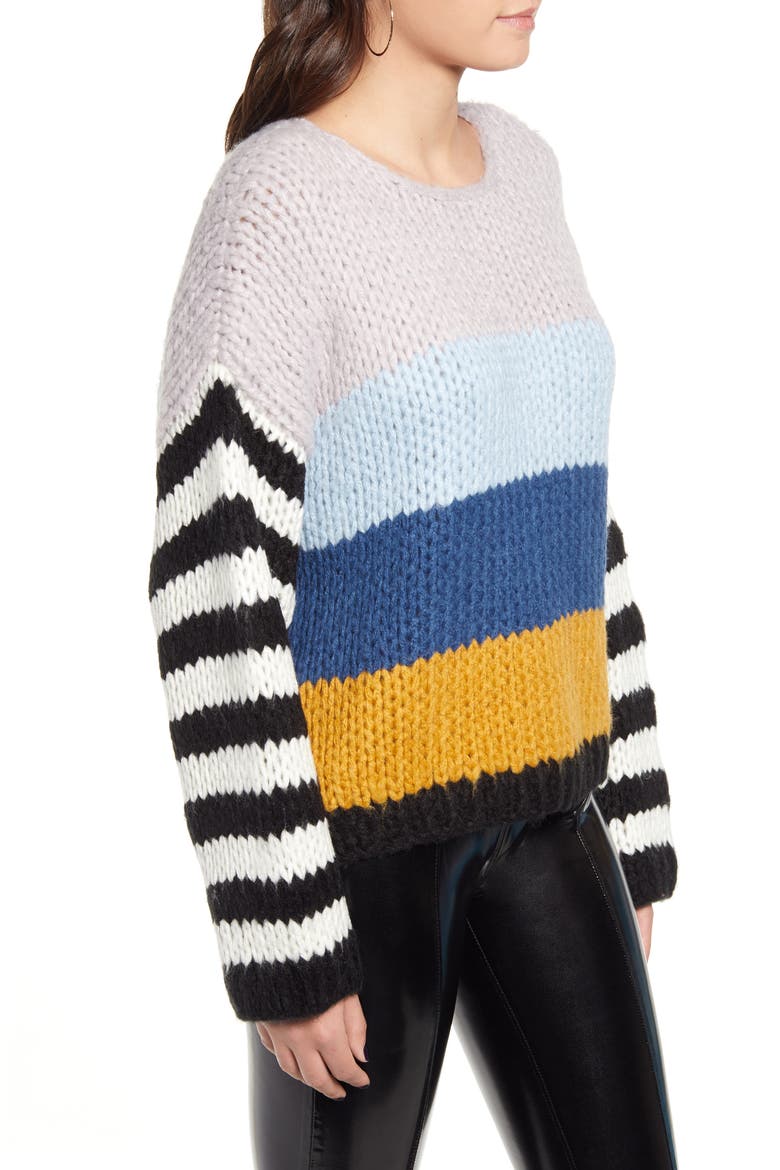 Stripe Oversize Sweater, Alternate, color, MIXED SIGNALS