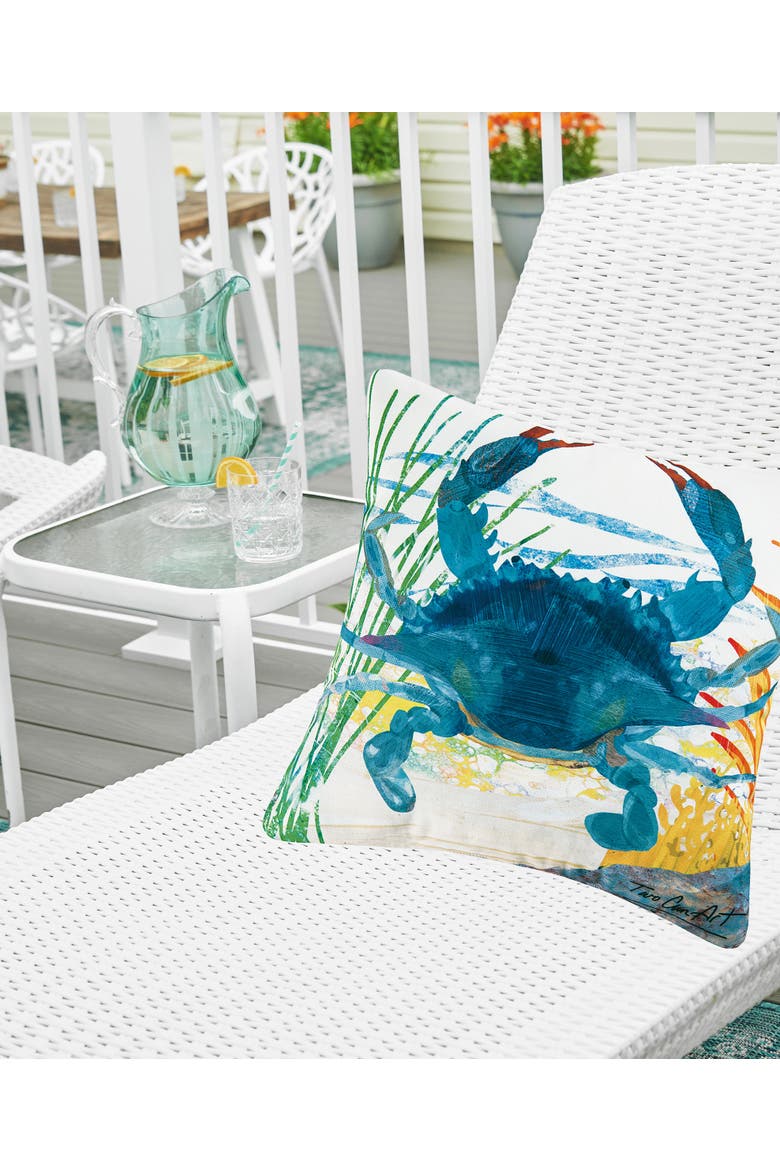 Blue Crab HD Printed Indoor/Outdoor Accent Throw Pillow 18" x 18", Alternate, color, Blue
