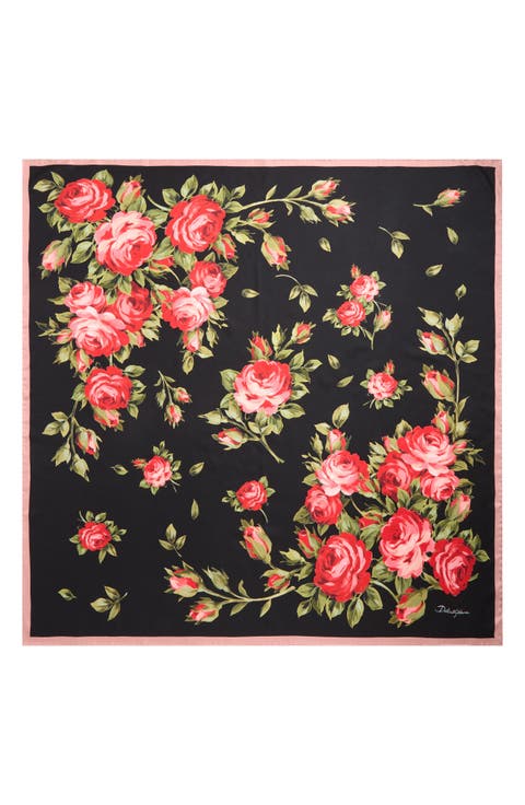 Floral Print Silk Scarf