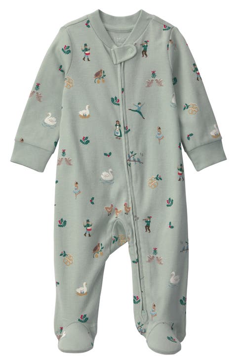 Print Organic Cotton Zip Footie