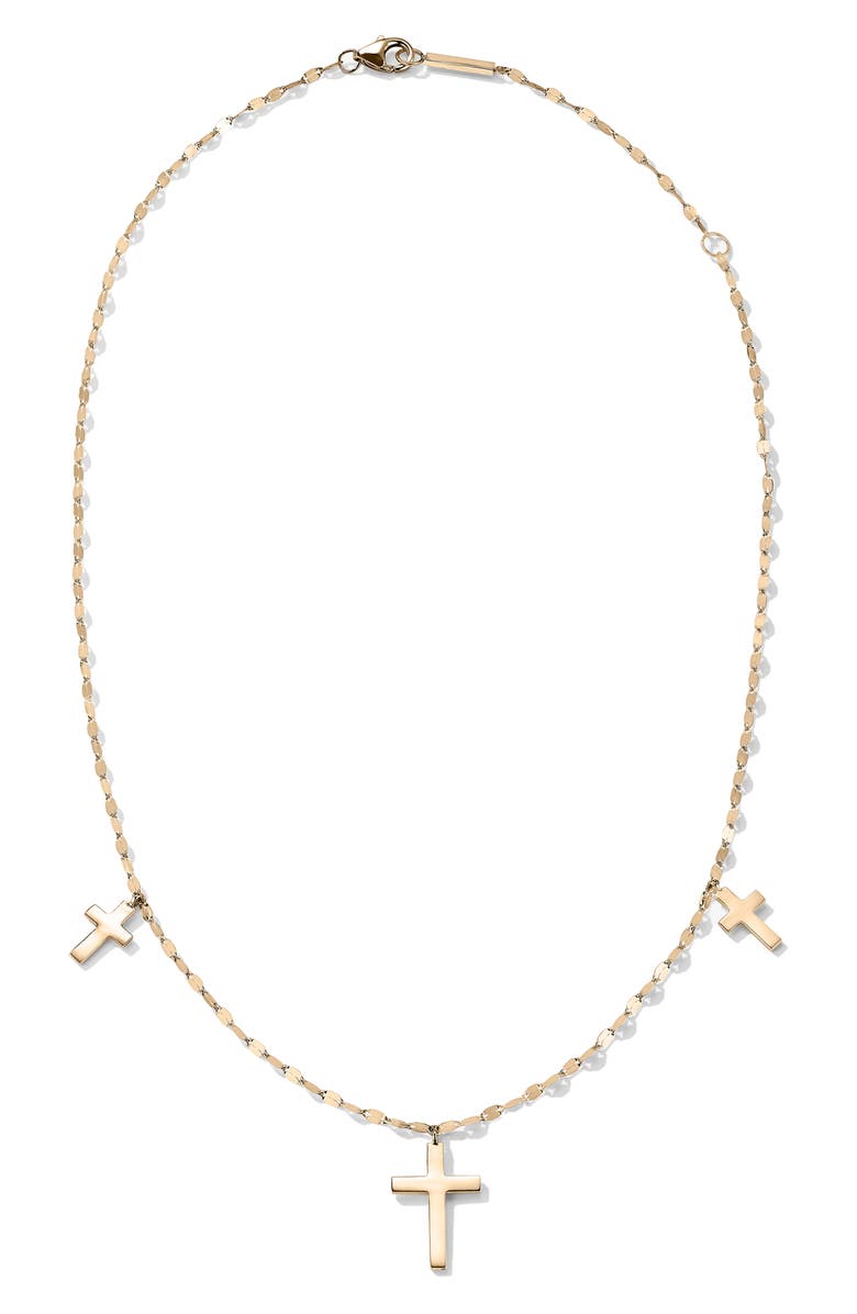 LANA Bond Triple Cross Charm Necklace, Alternate, color, Yellow Gold