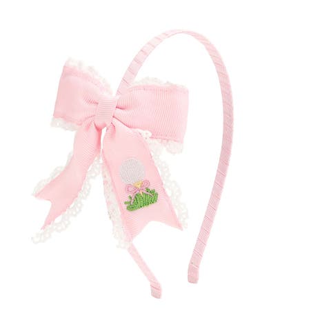 Golf Tee Embroidered Lace Bow Headband (Toddler & Little Kid)
