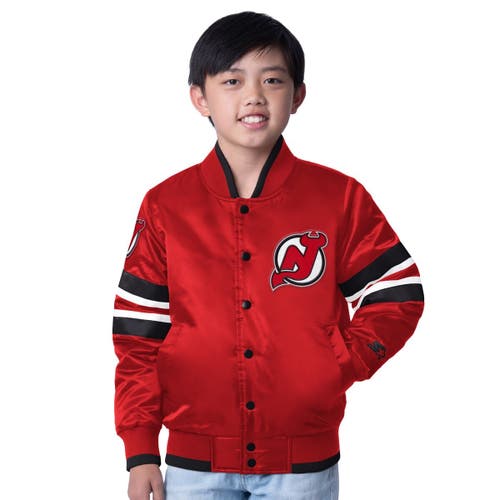 Starter Kids' Youth   Red/black New Jersey Devils Scout 1 Full-snap Varsity Jacket