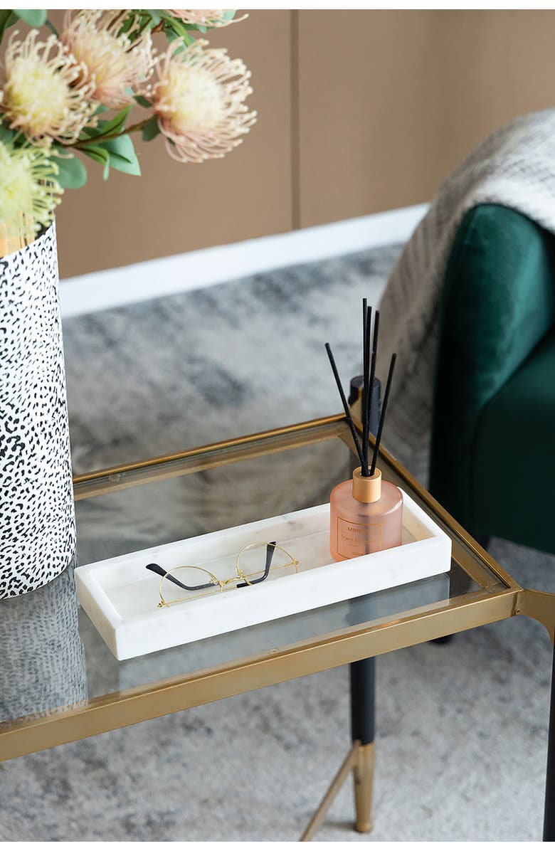 A & B Home Long Marble Tray, Alternate, color, White