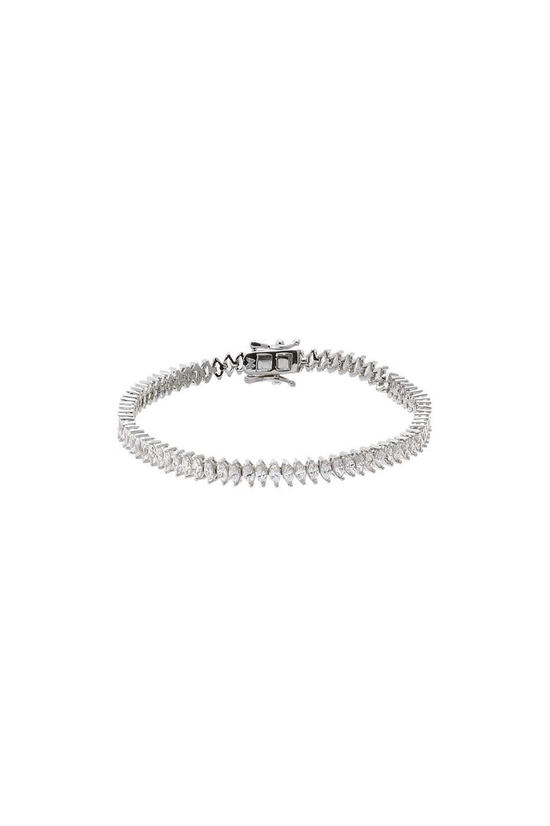 Fancy CZ Marquise Tennis Bracelet, Main, color, Silver