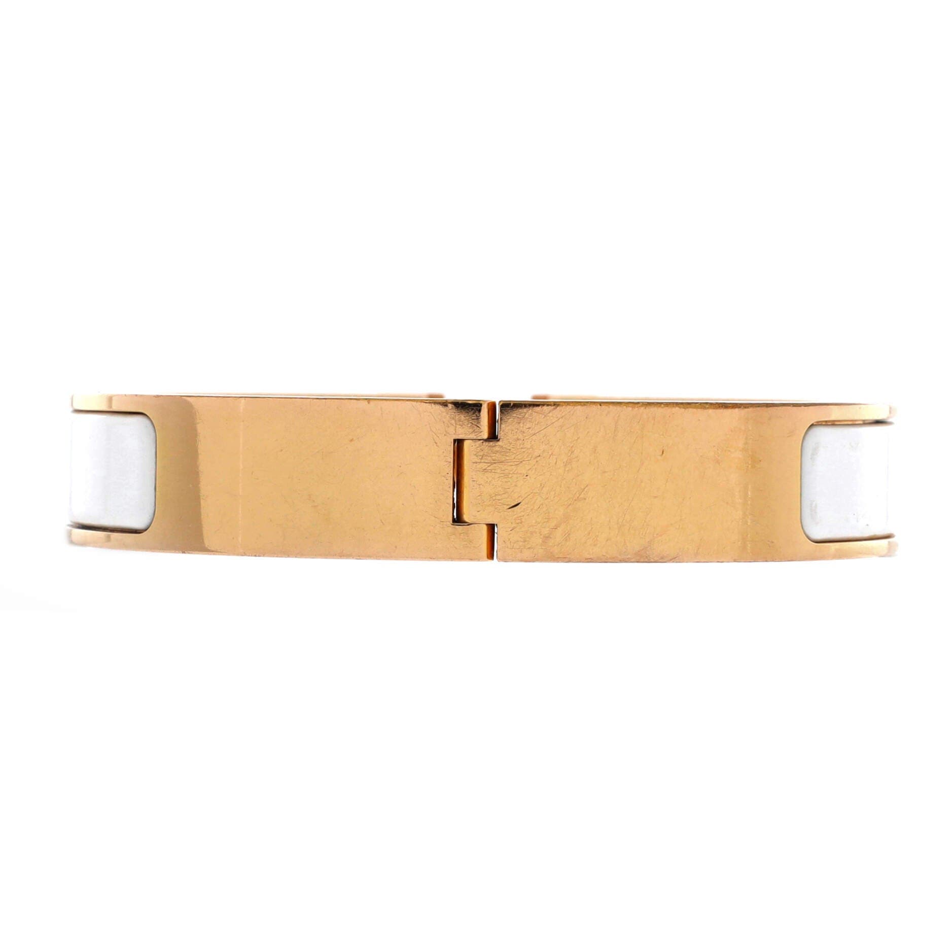 Clic H Bracelet Enamel Narrow, Alternate, color, White