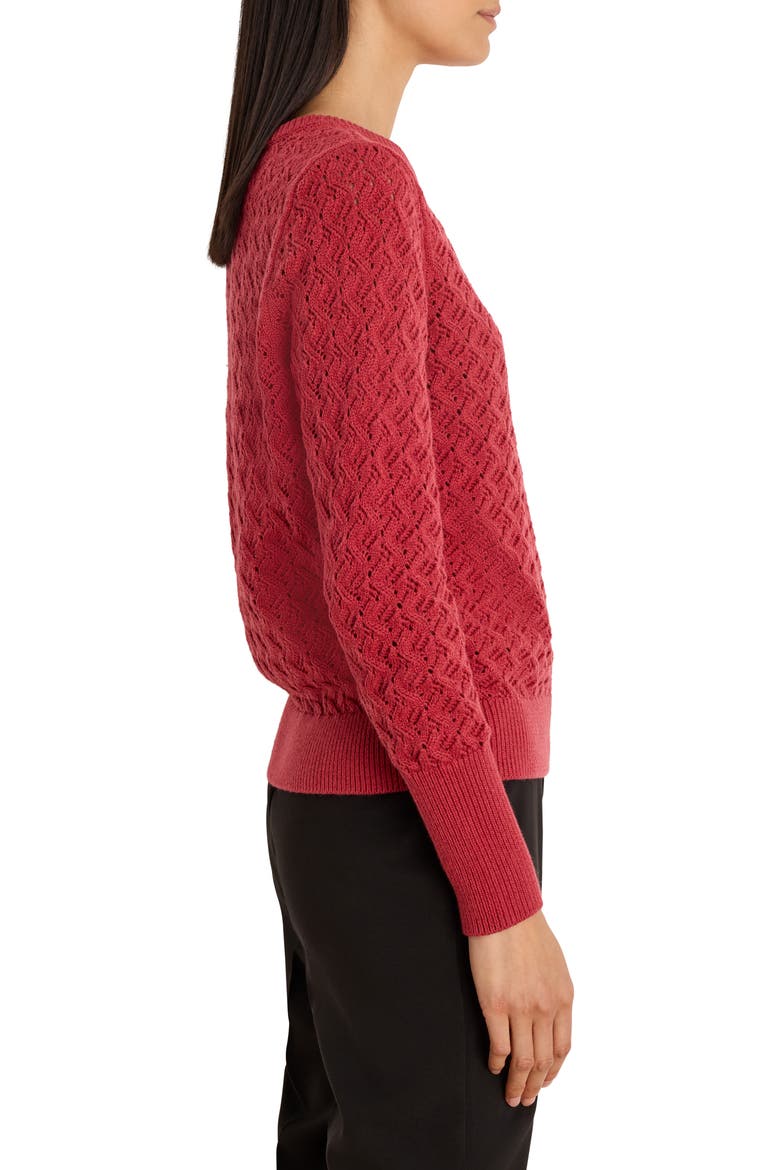 Sterling Shimmer Pointelle Stitch Sweater, Alternate, color, RED MAPLE