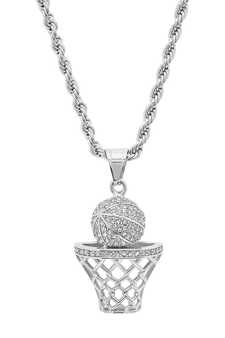 Men's 18K Gold Plated Stainless Steel Basketball Pendant Necklace, Main, color, METALLIC
