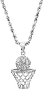 HMY JEWELRY Men's 18K Gold Plated Stainless Steel Basketball Pendant Necklace