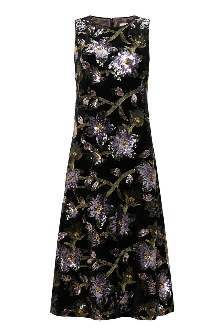 Coral Sequin Floral Midi Dress, Alternate, color, SEQUIN FLORAL
