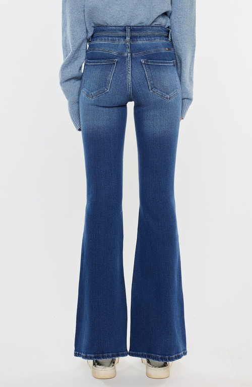 Kancan Vida High Rise Flare Jeans In Medium Wash