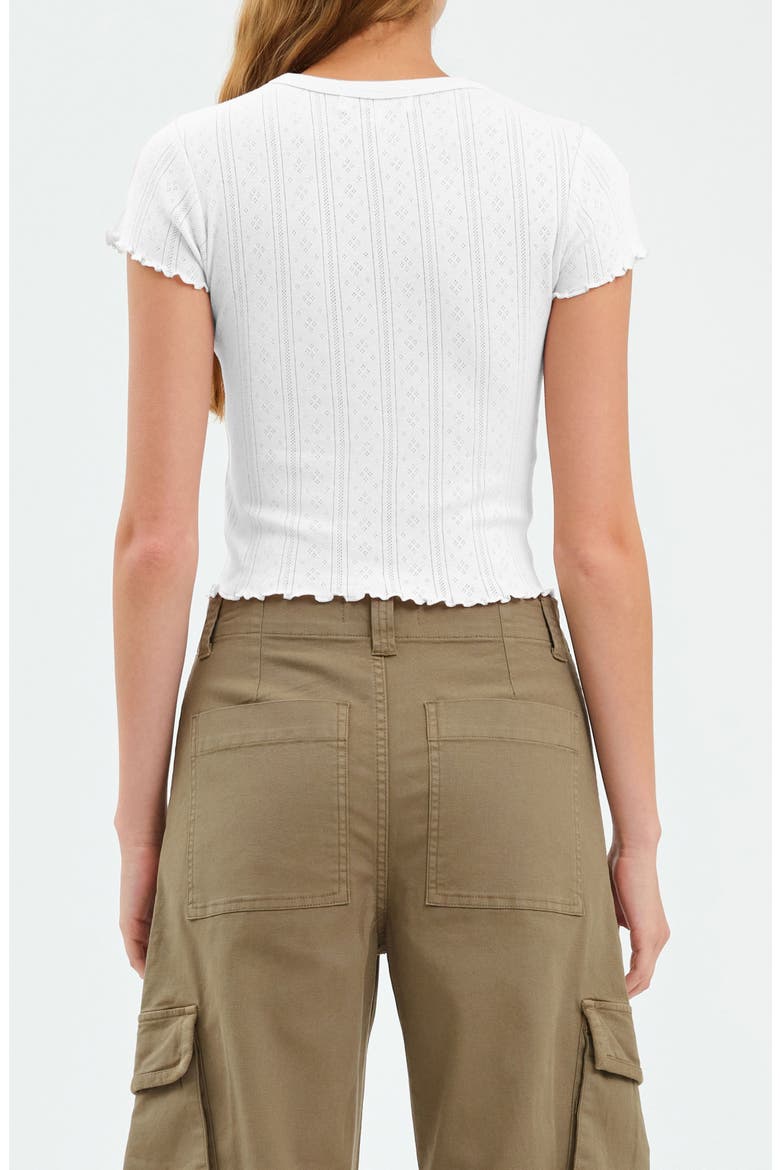 Lily Cotton Pointelle T-Shirt, Alternate, color, WHITE HOT