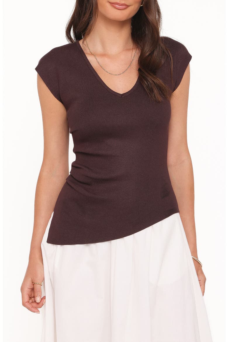 Side Ruched Knit Top, Main, color, CHOCOLATE BROWN