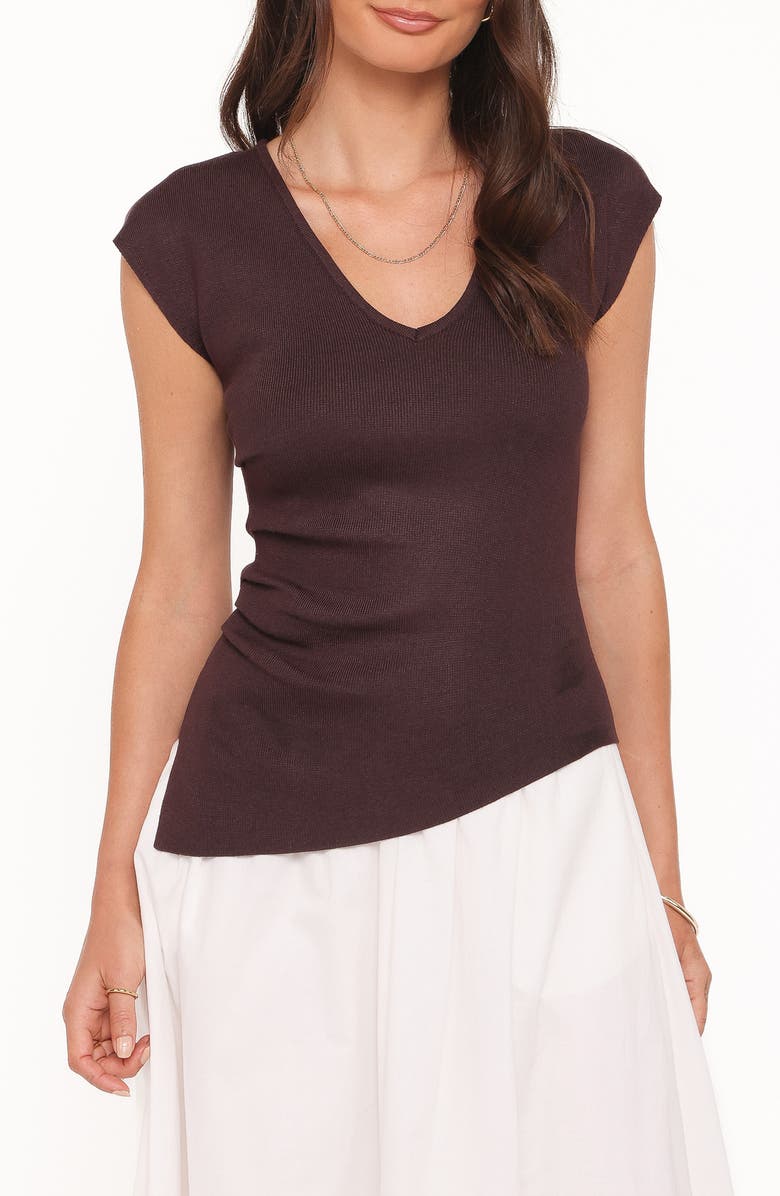 Petal & Pup Side Ruched Knit Top, Main, color, Chocolate Brown