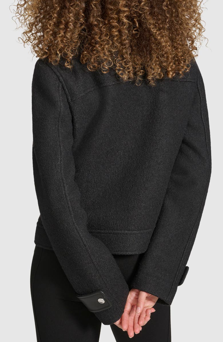 KARL LAGERFELD PARIS Wool Blend Felt Crop Jacket, Alternate, color, Black