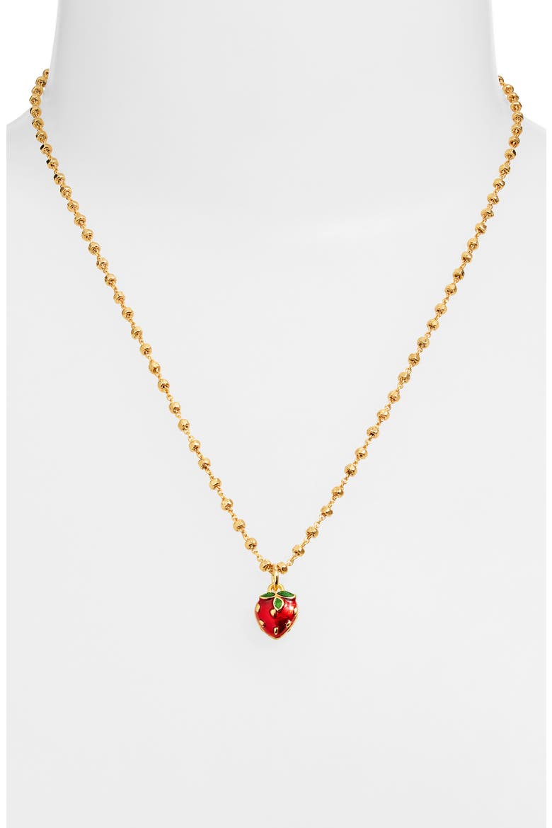 Strawberry Girl Pendant Necklace, Alternate, color, GOLD