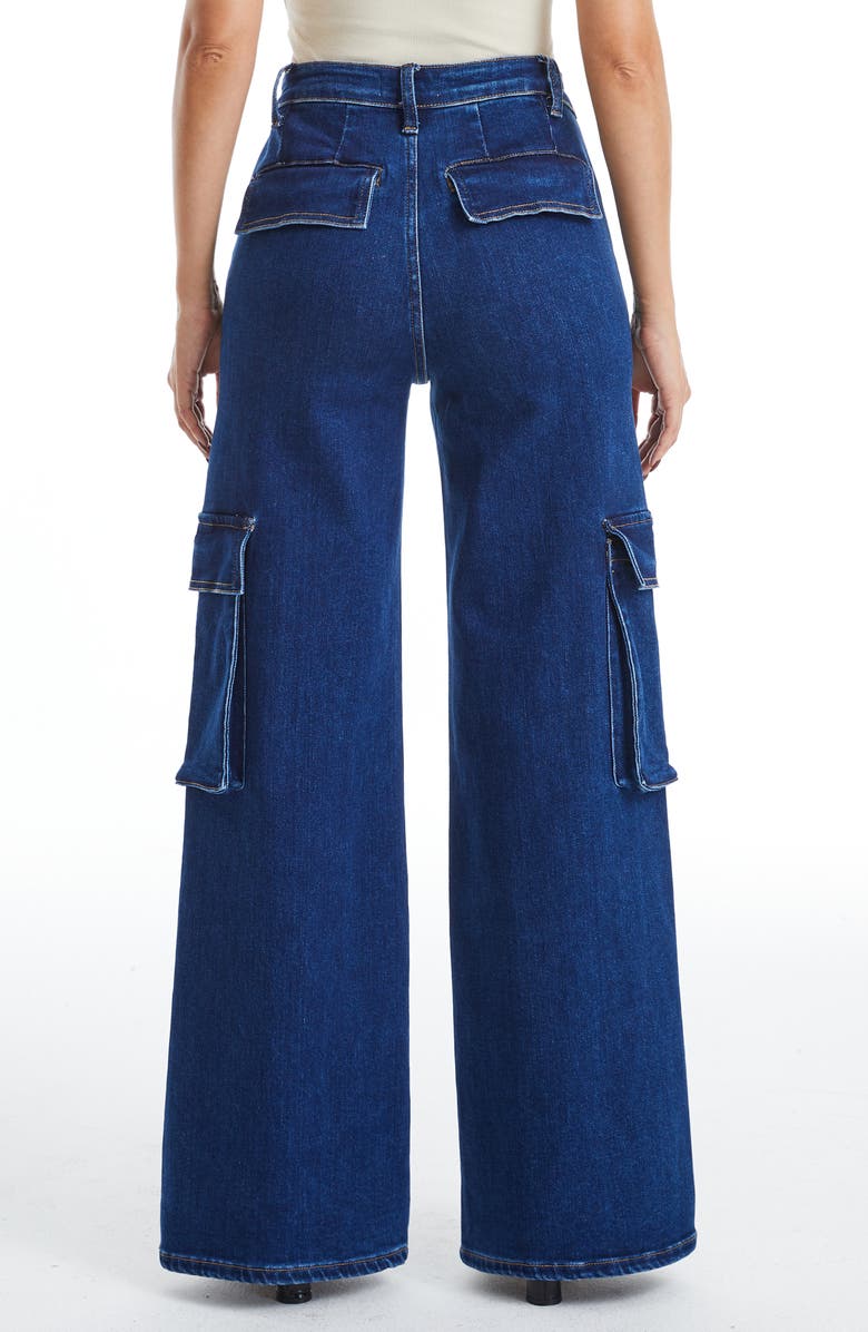 Bayeas High Waist Flare Leg Cargo Jeans, Alternate, color, Dark Sky