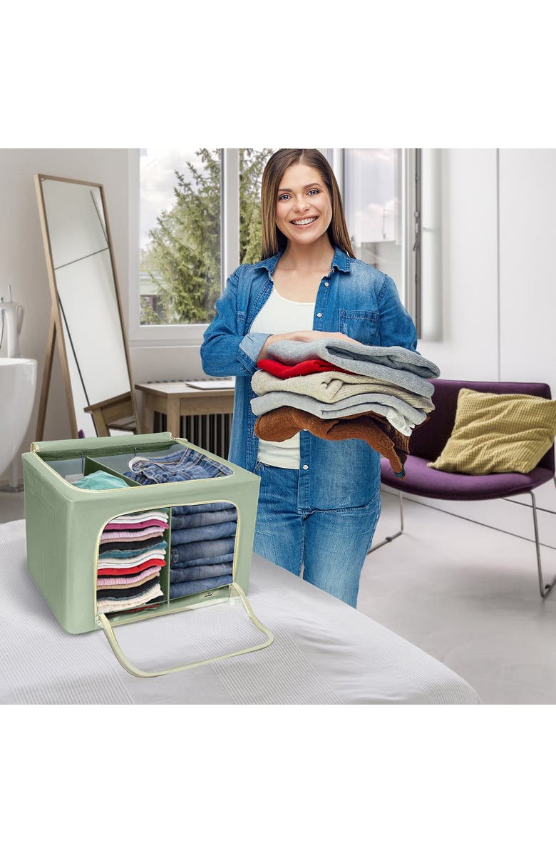 SORBUS Set of 2 Stackable Foldable Organizer Bins, Alternate, color,