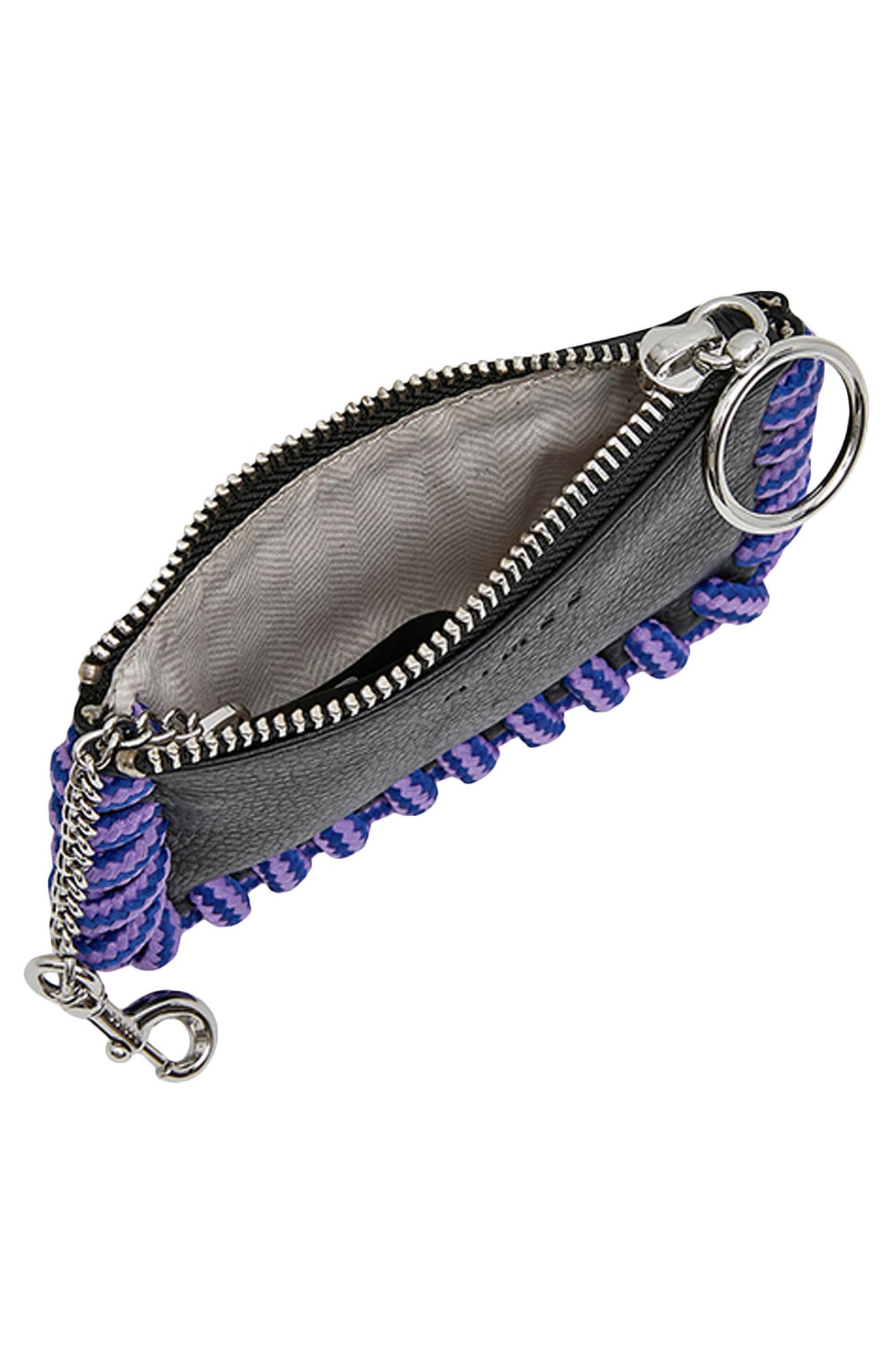 AIMEE Cord Trim Zip Pouch, Alternate, color, Black (Purple)
