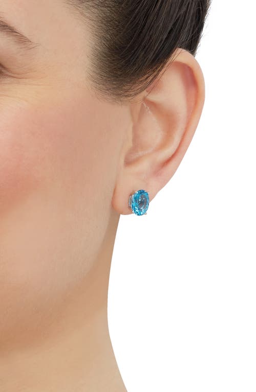 Frankie & Zoe Swiss Blue Topaz Stud Earrings In Silver