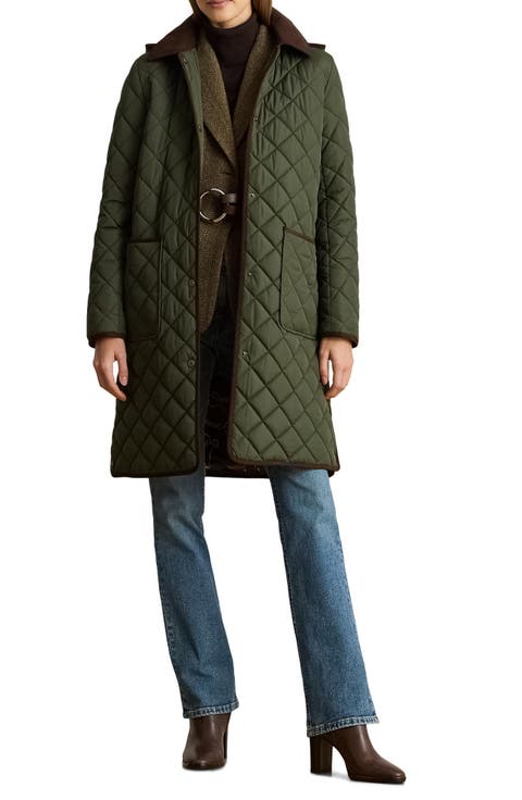 Diamond Quilted Hooded Coat