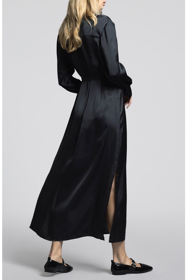 Yves Long Sleeve Shirtdress, Alternate, color, BLACK