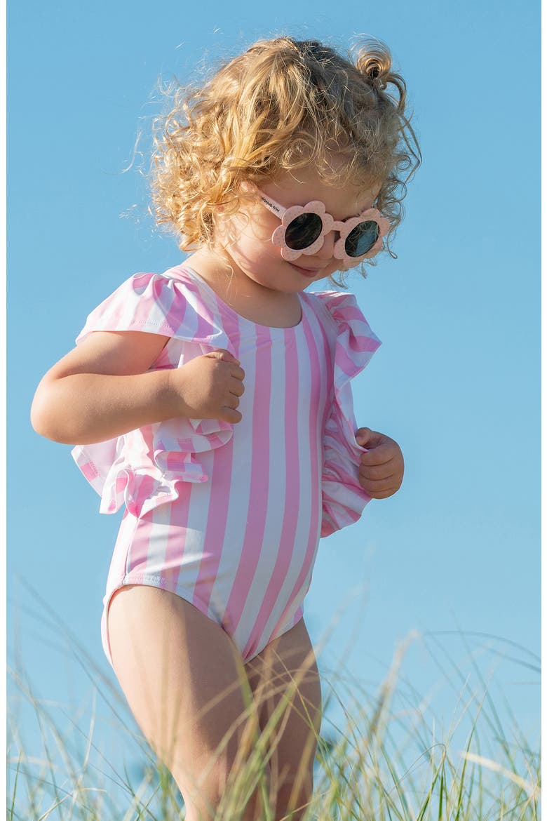 Wide Frill One-Piece Swimsuit, Alternate, color, PINK