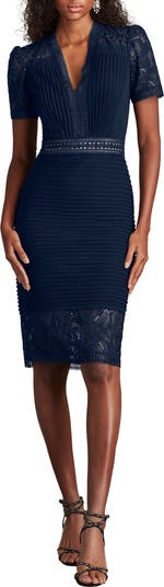 white christmas dresses Tadashi Shoji Women's Lou Embroidered Crepe Bell Sleeve Dress