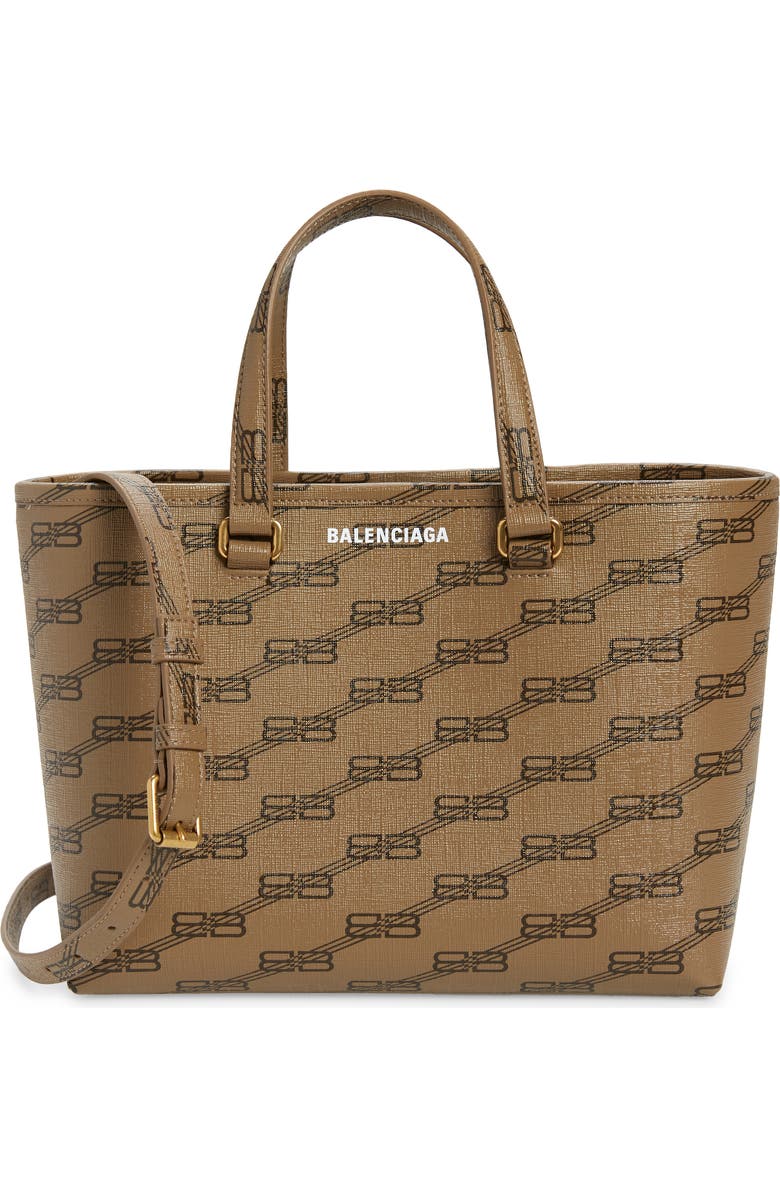 Balenciaga Small Signature Logo Coated Canvas Shopper, Main, color,