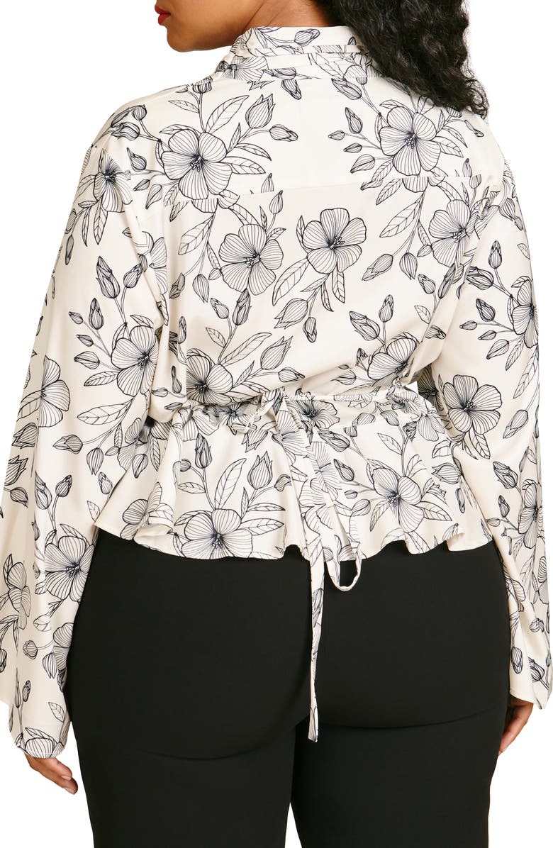 11 Honoré Esther Floral Long Sleeve Wrap Top, Alternate, color,