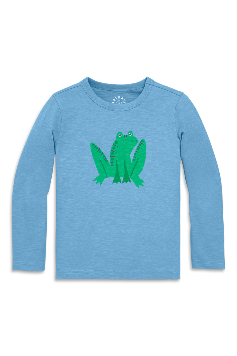 Kids Long Sleeve Frog Tee, Main, color, Cornflower Frog