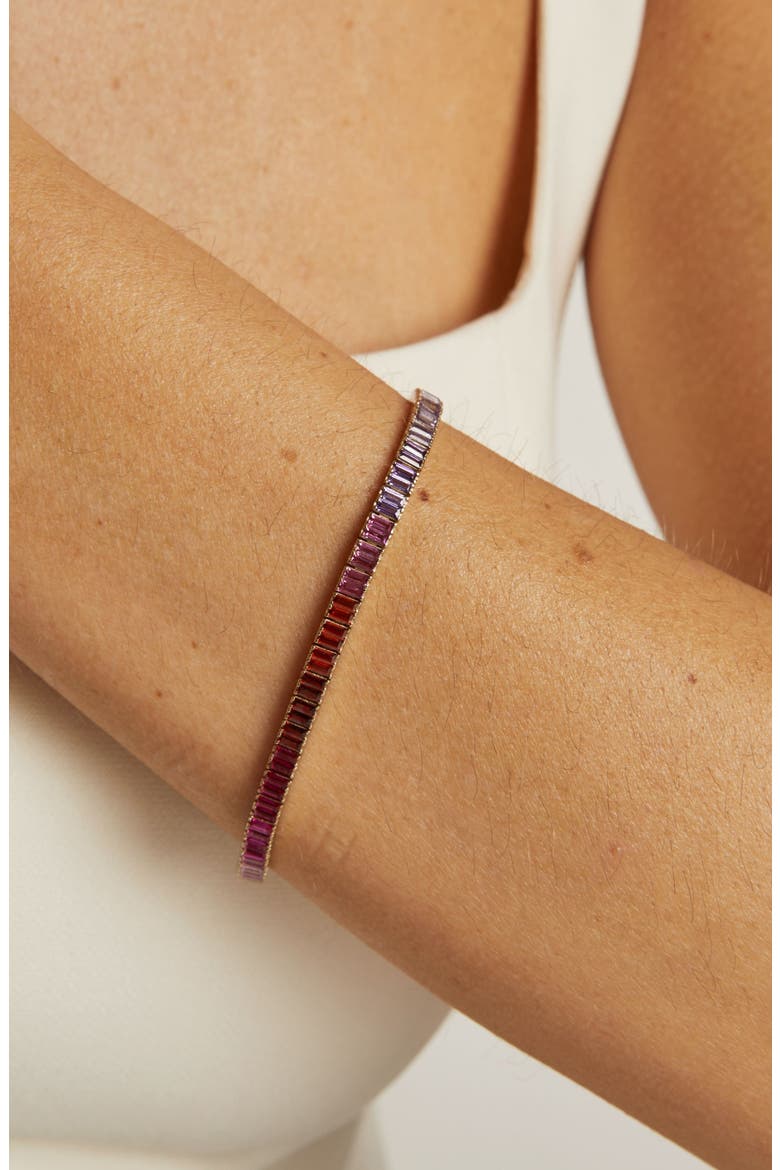 Pink Ombré Baguette Tennis Bracelet, Alternate, color, Yellow Gold Vermeil