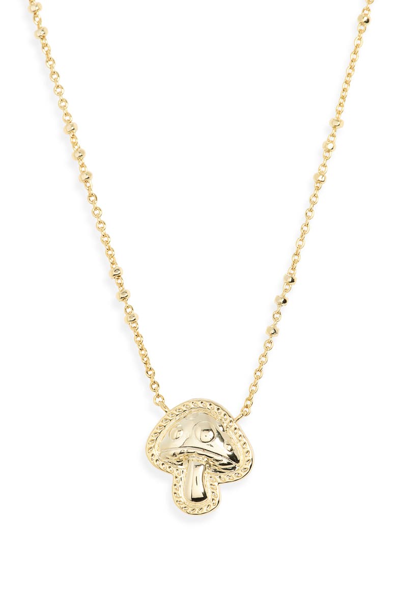 Mushroom Pendant Necklace, Alternate, color, GOLD BROWN MIX