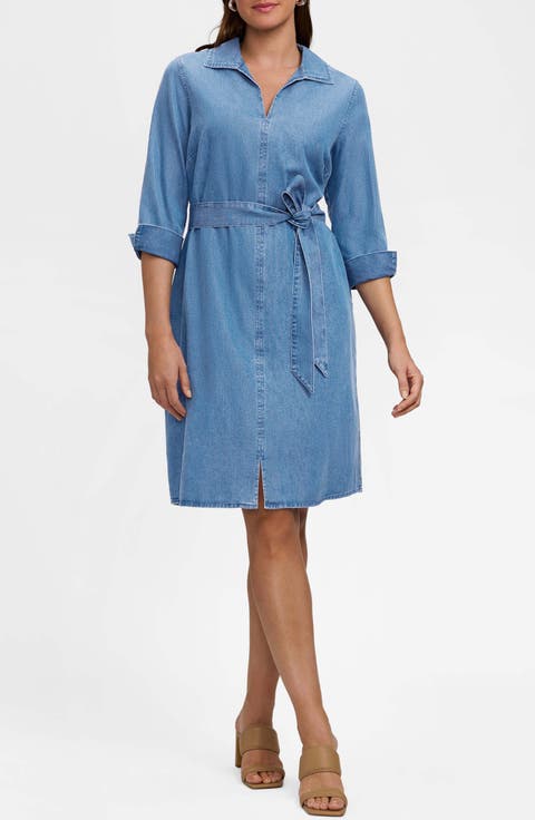 Agnes Tie Waist Denim Shirtdress