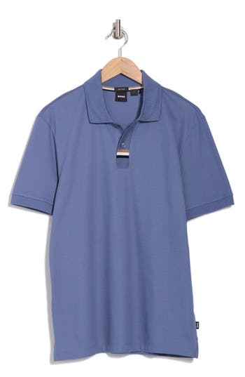 Hugo Boss Boss Parlay Tipped Cotton Polo In Blue