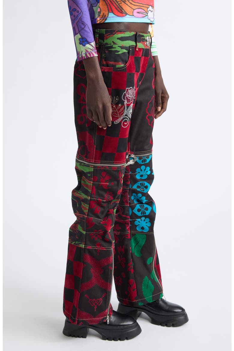 Bevo Patchwork Jeans, Alternate, color, BLACK MULTI