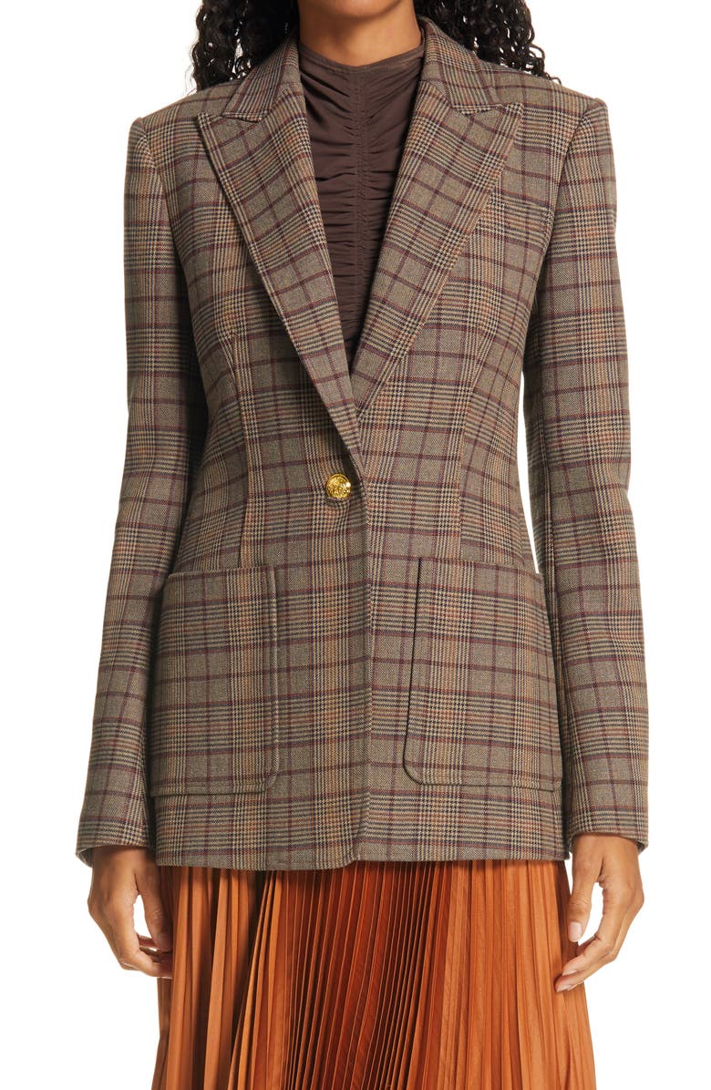 A.L.C. Hicks Check Single Button Blazer, Main, color, 