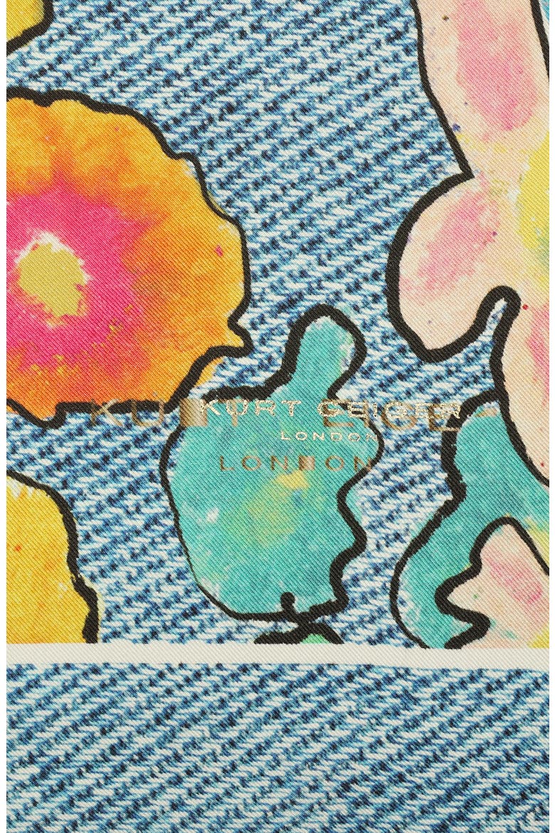 Floral Denim Silk Square Scarf, Alternate, color, RAINBOW