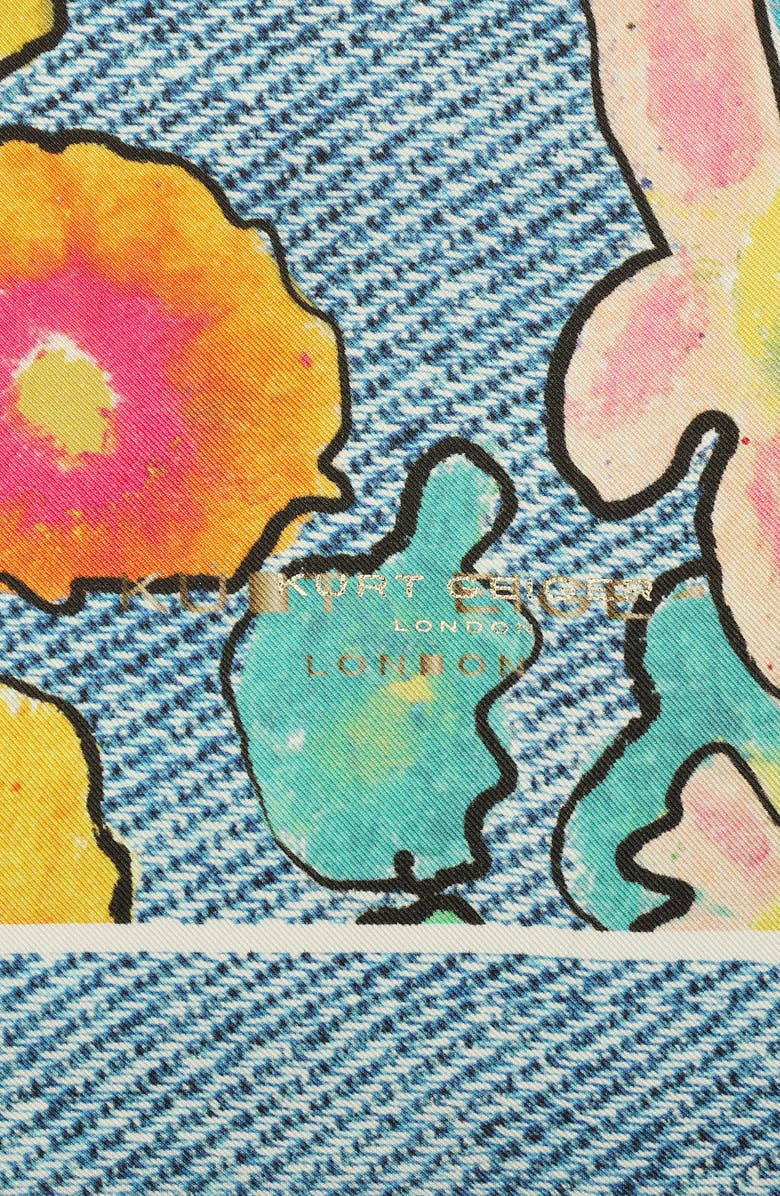 Kurt Geiger London Floral Denim Silk Square Scarf, Alternate, color, Rainbow