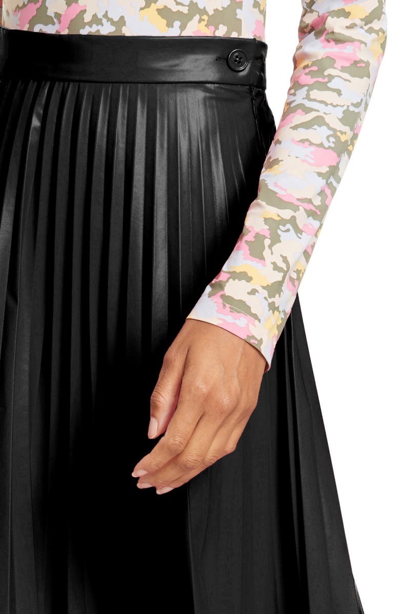 MM6 Maison Margiela Pleated Faux Leather Midi Skirt, Alternate, color,