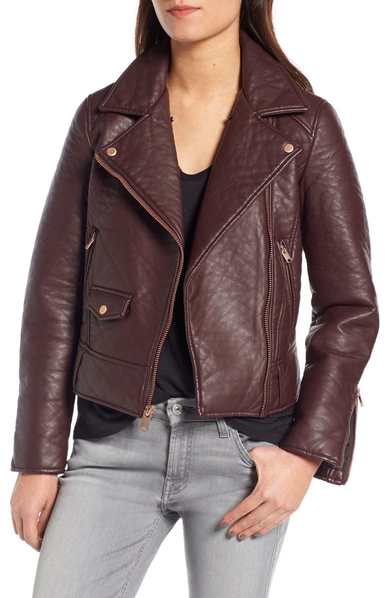 Marc New York Andrew Marc Beverly Faux Leather Jacket with Faux Fur Trim, Alternate, color, 