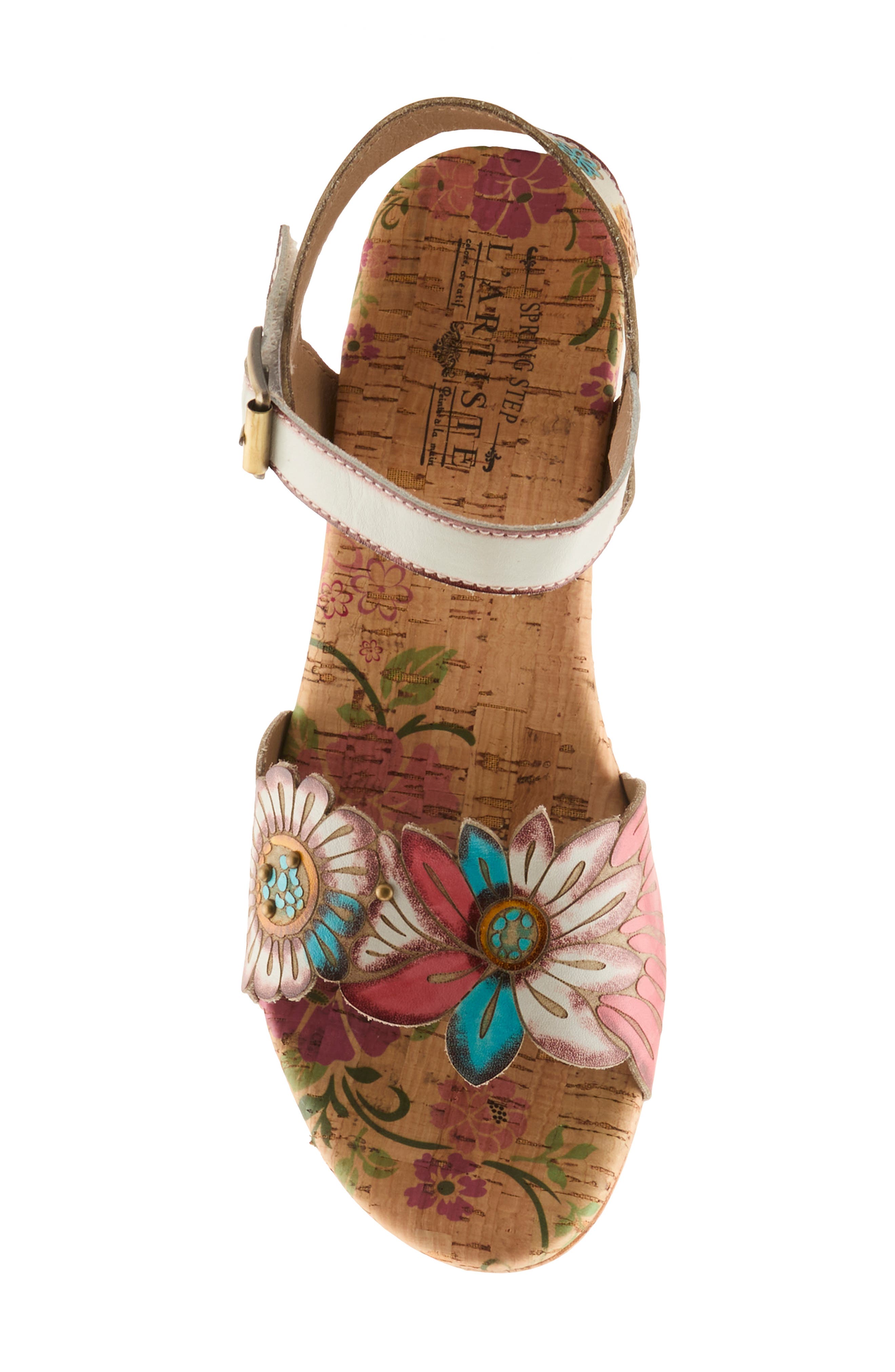 L'Artiste by Spring Step Luvinlife Ankle Strap Platform Wedge Sandal, Alternate, color, White Multi