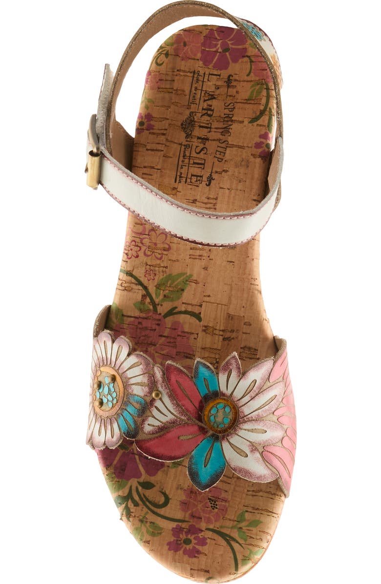 L'Artiste by Spring Step Luvinlife Ankle Strap Platform Wedge Sandal, Alternate, color, White Multi