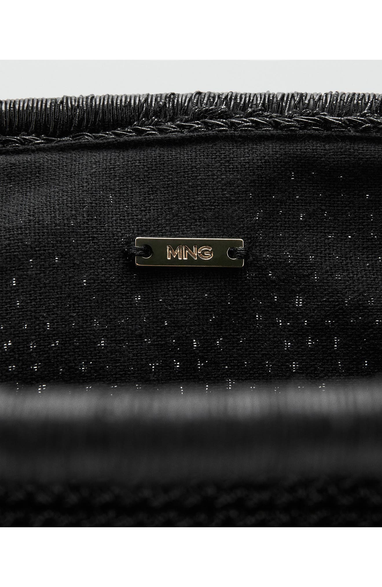 MANGO Metallic Frame Clutch, Alternate, color, Black