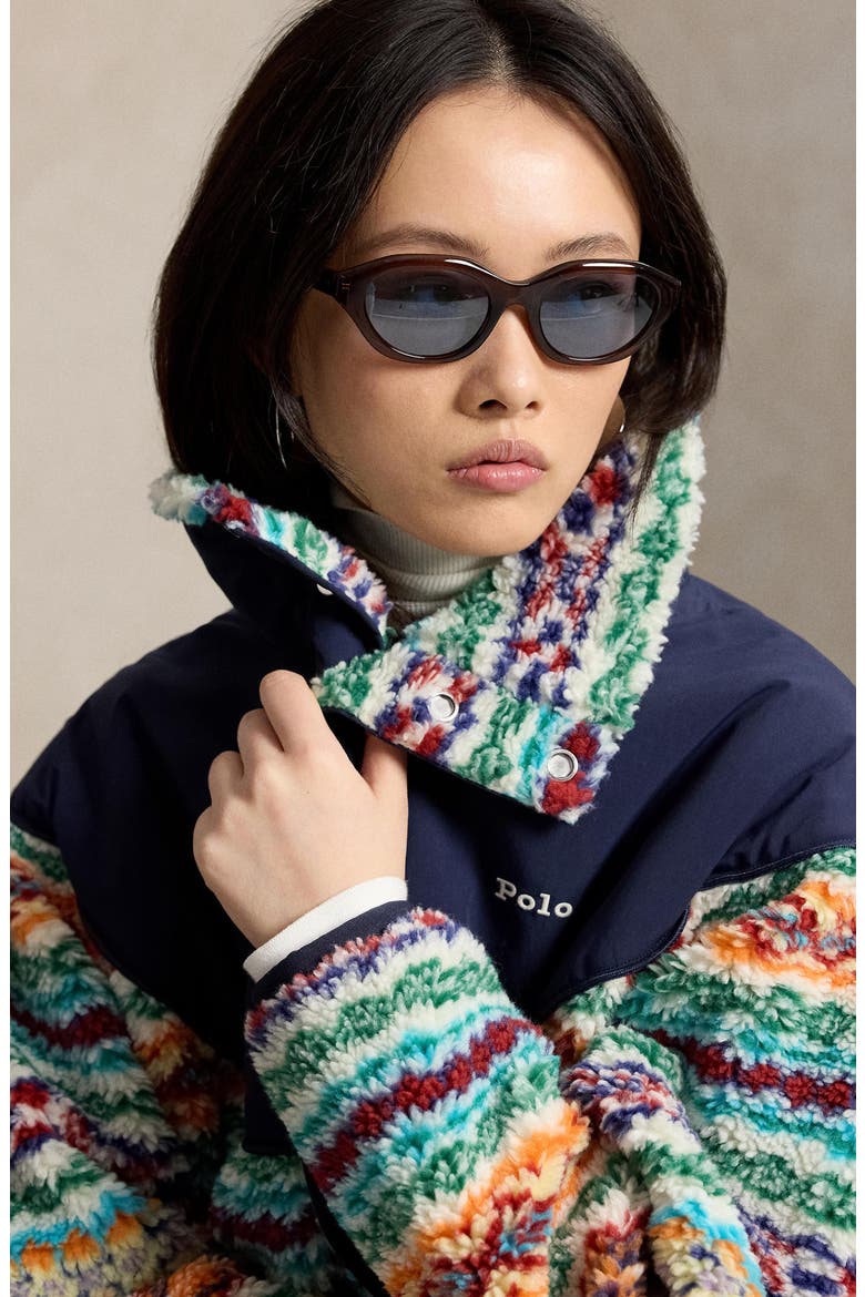 Mixed Media Faux Shearling Jacket, Alternate, color, MULTI
