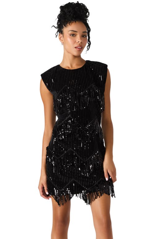 Steve Madden Astoria Sequin Fringe Minidress In Black