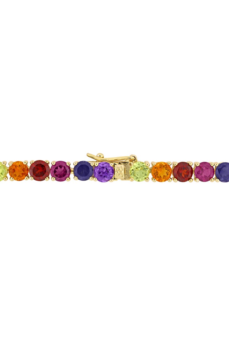 Multi-Color Gemstone Tennis Bracelet Yellow Silver, Alternate, color, Yellow-Plated Sterling Silver