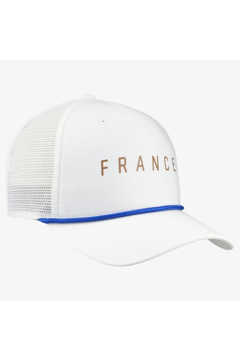 Men's Nike White France National Team Rise Rope Trucker A-Frame Adjustable Hat, Alternate, color, White