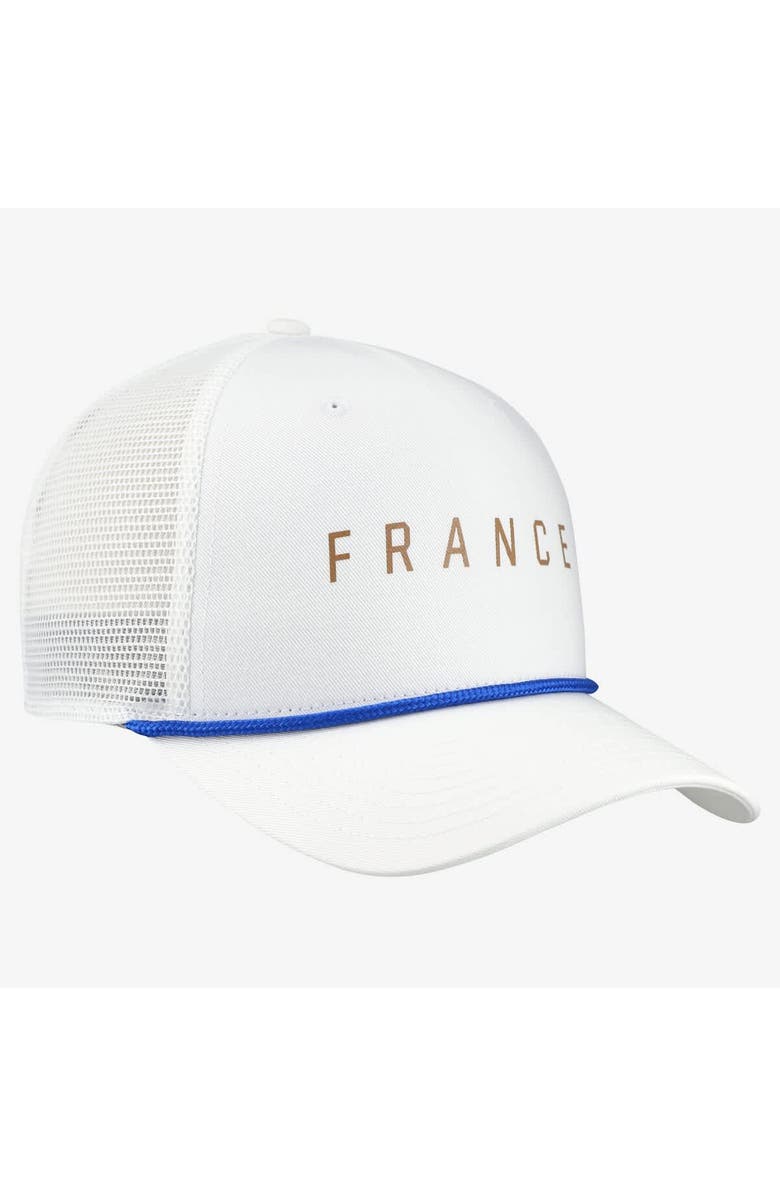 Nike Men's Nike White France National Team Rise Rope Trucker A-Frame Adjustable Hat, Alternate, color, White