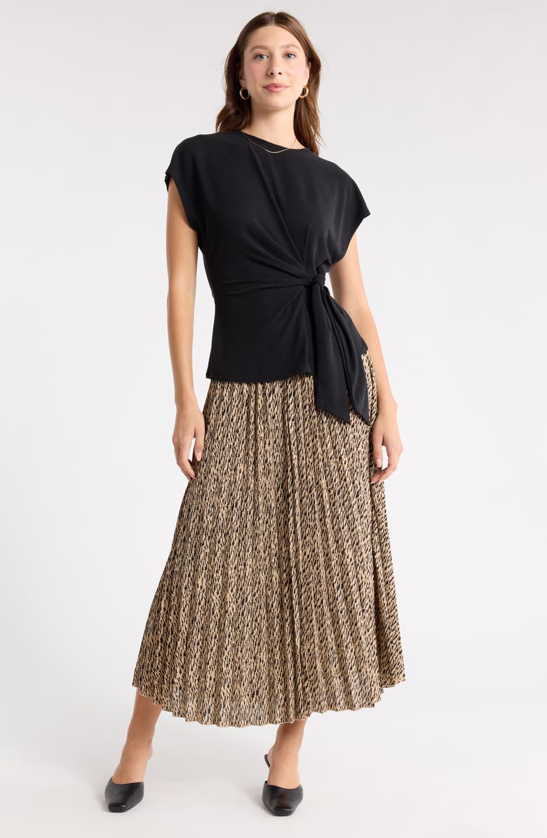 NORDSTROM RACK Short Sleeve Tie Detail Top, Alternate, color, Black